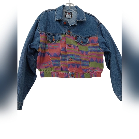International Image Trends Jackets & Blazers - Colorful Denim Jacket with Patterned Design